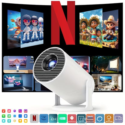 58™【HY300 Pro Mini ポータブルプロジェクター】ネイティブ1280*720P、4K/260ANSIルーメン対応 スマートプロジェクター WiFi 6 BT 5.0搭載、スクリーン調整、180度回転、家庭用ビデオプロジェクター Android 11.0 OS内蔵
