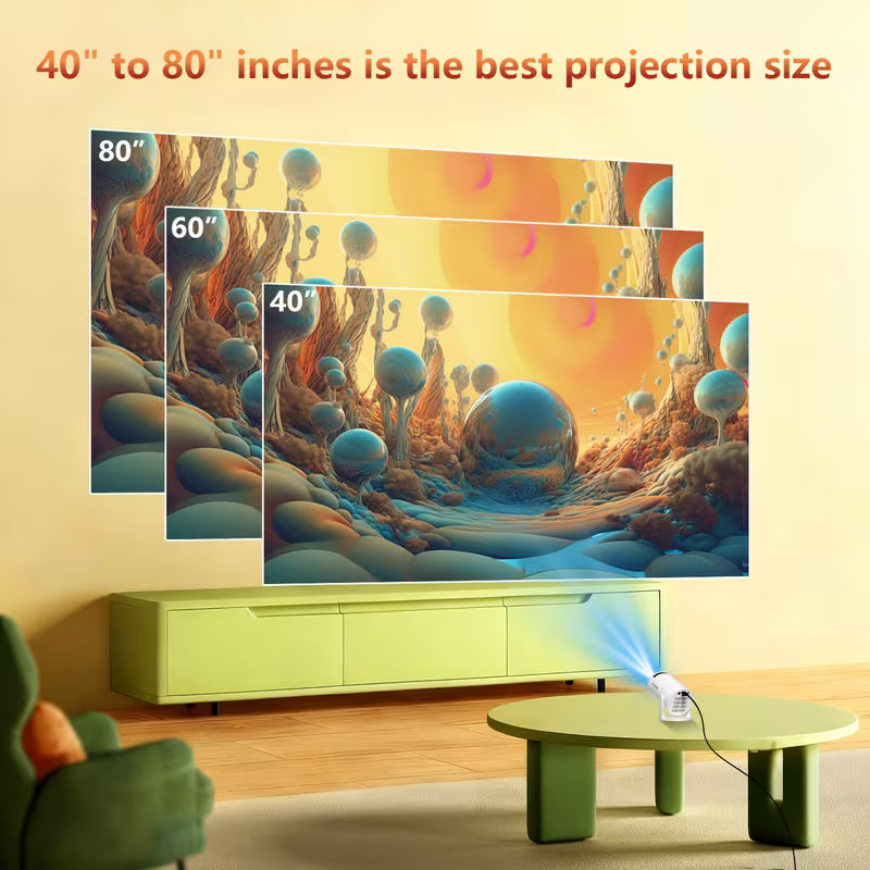 58™【HY300 Pro Mini ポータブルプロジェクター】ネイティブ1280*720P、4K/260ANSIルーメン対応 スマートプロジェクター WiFi 6 BT 5.0搭載、スクリーン調整、180度回転、家庭用ビデオプロジェクター Android 11.0 OS内蔵
